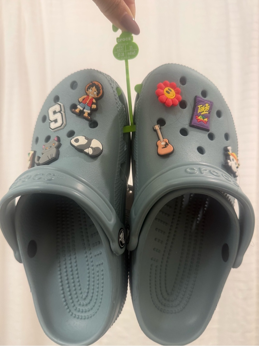 CROCS Kids Slate Blue Clogs with Colorful Charm Accents